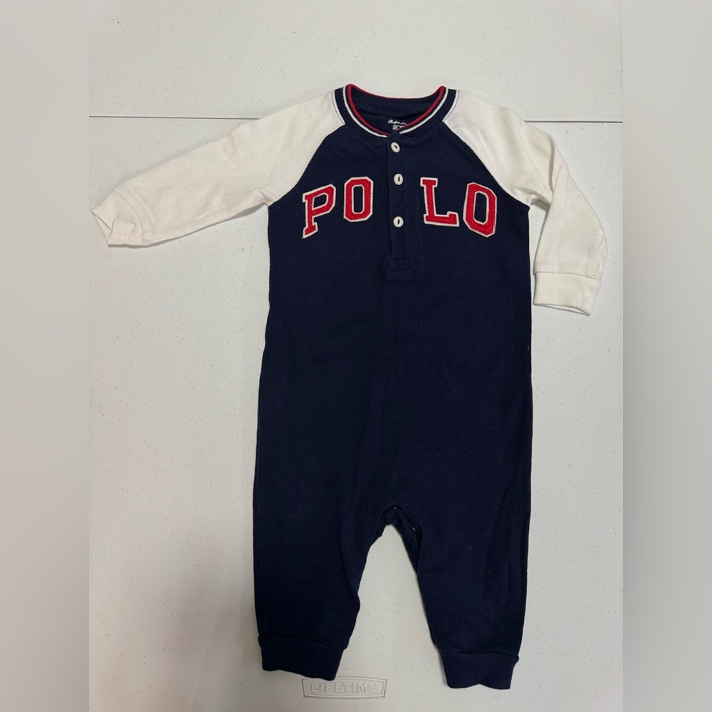 Polo by Ralph Lauren Kids Navy and Cream Footie